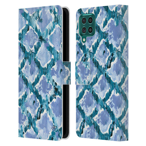 Haley Bush Pattern Painting Blue Diamond Leather Book Wallet Case Cover For Samsung Galaxy F62 (2021)