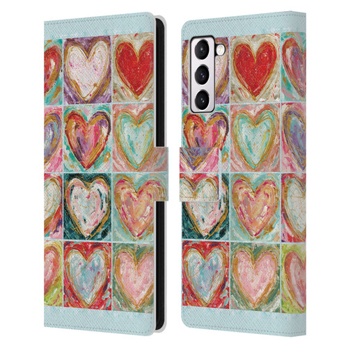 Haley Bush Pattern Painting Hearts Leather Book Wallet Case Cover For Samsung Galaxy S21+ 5G
