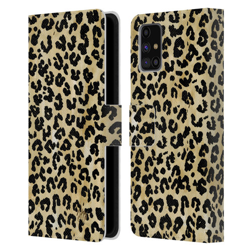 Haley Bush Pattern Painting Leopard Print Leather Book Wallet Case Cover For Samsung Galaxy M31s (2020)