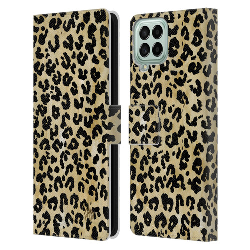 Haley Bush Pattern Painting Leopard Print Leather Book Wallet Case Cover For Samsung Galaxy M53 (2022)