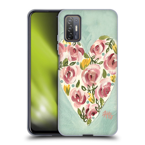 Haley Bush Floral Painting Valentine Heart Soft Gel Case for HTC Desire 21 Pro 5G