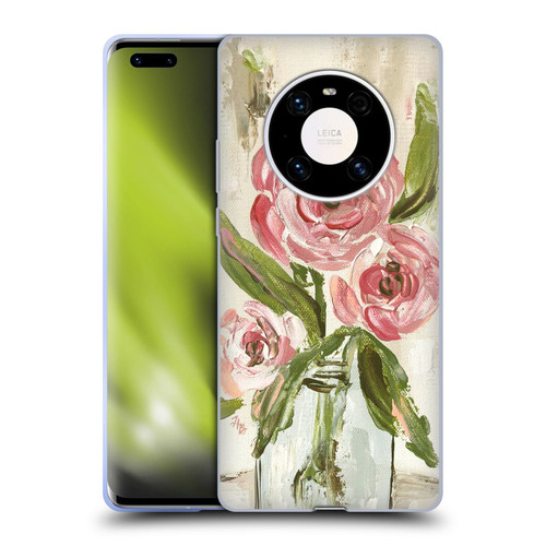 Haley Bush Floral Painting Pink Vase Soft Gel Case for Huawei Mate 40 Pro 5G