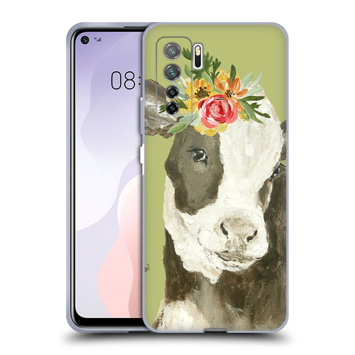 Haley Bush Floral Painting Holstein Cow Soft Gel Case for Huawei Nova 7 SE/P40 Lite 5G