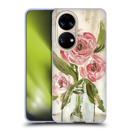 Haley Bush Floral Painting Pink Vase Soft Gel Case for Huawei P50
