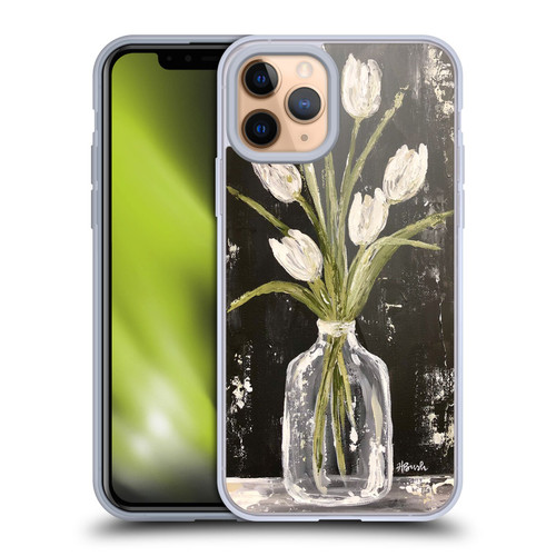 Haley Bush Floral Painting White Tulips In Glass Jar Soft Gel Case for Apple iPhone 11 Pro