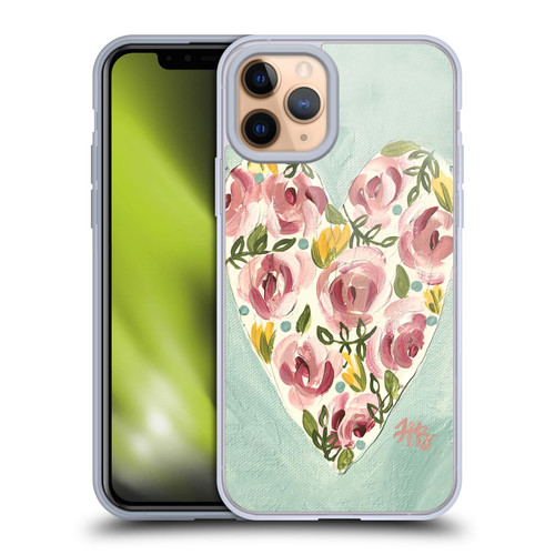 Haley Bush Floral Painting Valentine Heart Soft Gel Case for Apple iPhone 11 Pro