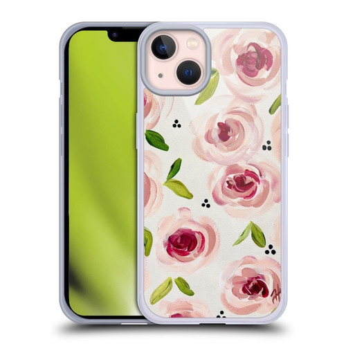 Haley Bush Floral Painting Pink Pattern Soft Gel Case for Apple iPhone 13