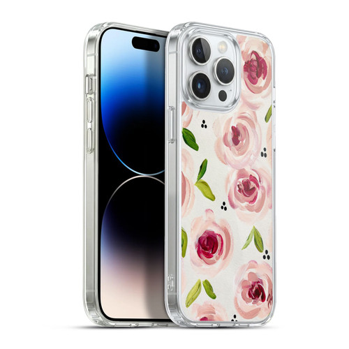 Haley Bush Floral Painting Pink Pattern Soft Gel Case for Apple iPhone 13 Pro Max & MagSafe