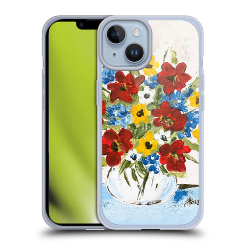 Haley Bush Floral Painting Patriotic Soft Gel Case for Apple iPhone 14