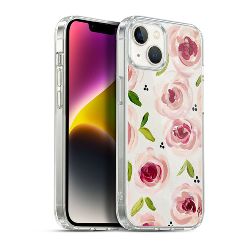 Haley Bush Floral Painting Pink Pattern Soft Gel Case for Apple iPhone 14 Plus & MagSafe