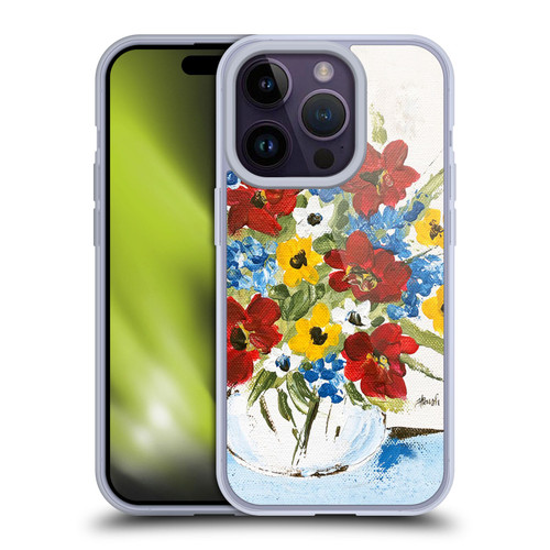 Haley Bush Floral Painting Patriotic Soft Gel Case for Apple iPhone 14 Pro