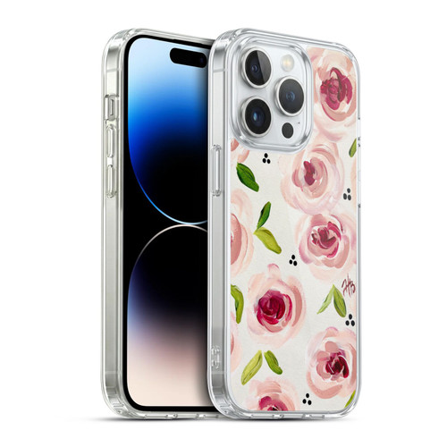 Haley Bush Floral Painting Pink Pattern Soft Gel Case for Apple iPhone 14 Pro & MagSafe