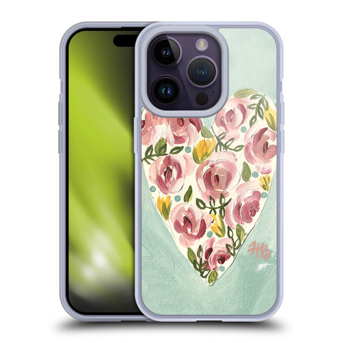 Haley Bush Floral Painting Valentine Heart Soft Gel Case for Apple iPhone 14 Pro