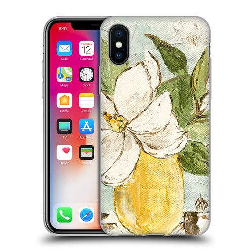 Haley Bush Floral Painting Magnolia Yellow Vase Soft Gel Case for Apple iPhone X / iPhone XS