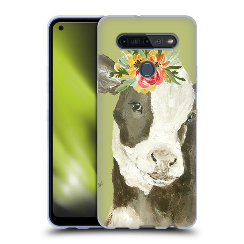 Haley Bush Floral Painting Holstein Cow Soft Gel Case for LG K51S