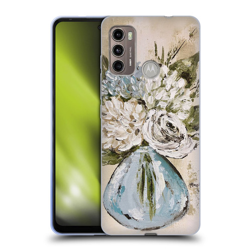 Haley Bush Floral Painting Blue And White Vase Soft Gel Case for Motorola Moto G60 / Moto G40 Fusion