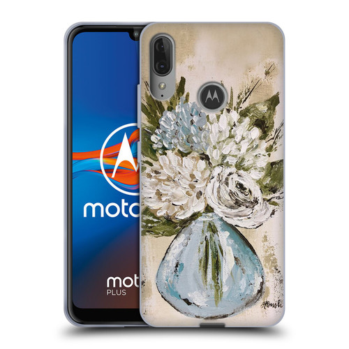 Haley Bush Floral Painting Blue And White Vase Soft Gel Case for Motorola Moto E6 Plus