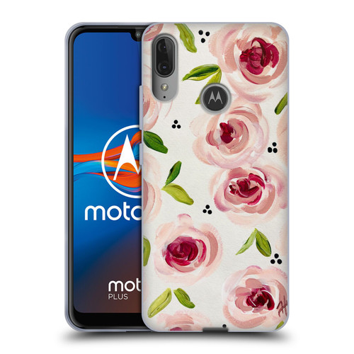 Haley Bush Floral Painting Pink Pattern Soft Gel Case for Motorola Moto E6 Plus