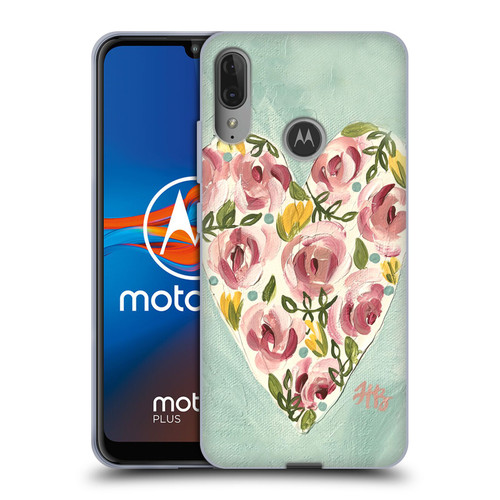 Haley Bush Floral Painting Valentine Heart Soft Gel Case for Motorola Moto E6 Plus