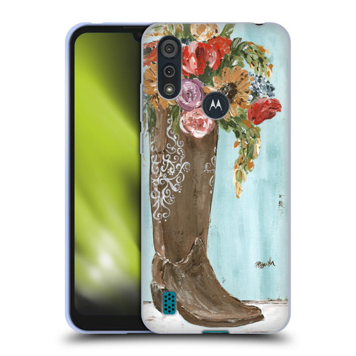 Haley Bush Floral Painting Boot Soft Gel Case for Motorola Moto E6s (2020)