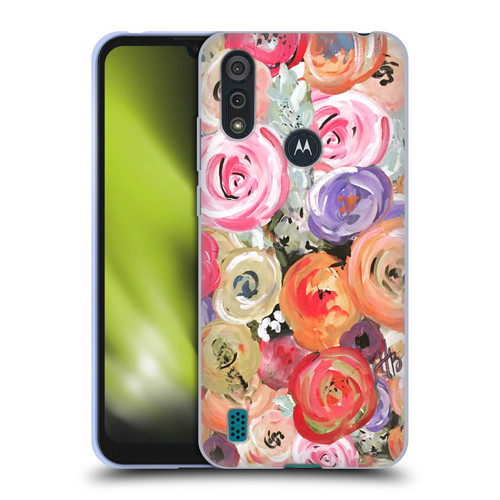Haley Bush Floral Painting Colorful Soft Gel Case for Motorola Moto E6s (2020)