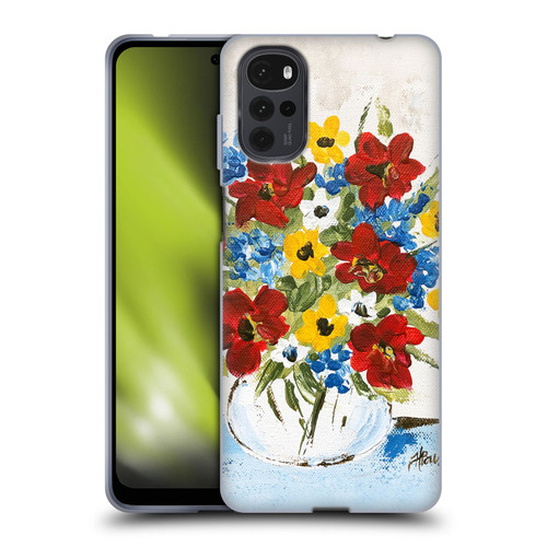 Haley Bush Floral Painting Patriotic Soft Gel Case for Motorola Moto G22