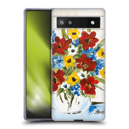 Haley Bush Floral Painting Patriotic Soft Gel Case for Google Pixel 6a