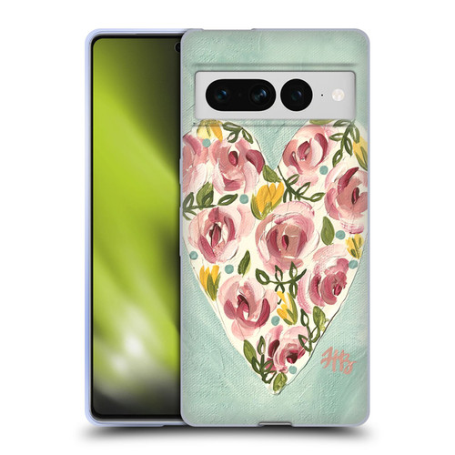 Haley Bush Floral Painting Valentine Heart Soft Gel Case for Google Pixel 7 Pro