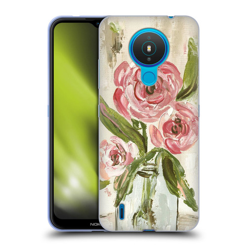 Haley Bush Floral Painting Pink Vase Soft Gel Case for Nokia 1.4