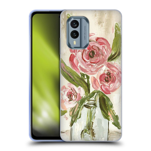 Haley Bush Floral Painting Pink Vase Soft Gel Case for Nokia X30