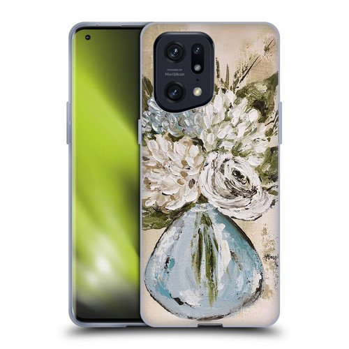 Haley Bush Floral Painting Blue And White Vase Soft Gel Case for OPPO Find X5 Pro