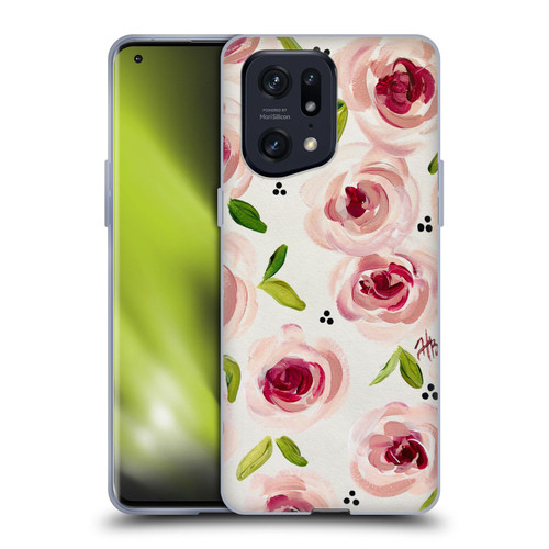 Haley Bush Floral Painting Pink Pattern Soft Gel Case for OPPO Find X5 Pro
