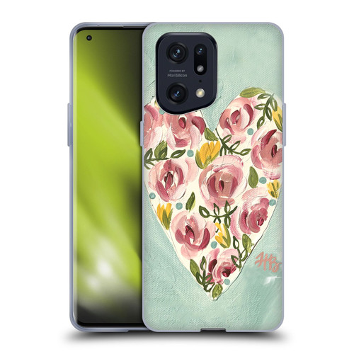 Haley Bush Floral Painting Valentine Heart Soft Gel Case for OPPO Find X5 Pro
