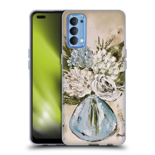 Haley Bush Floral Painting Blue And White Vase Soft Gel Case for OPPO Reno 4 5G