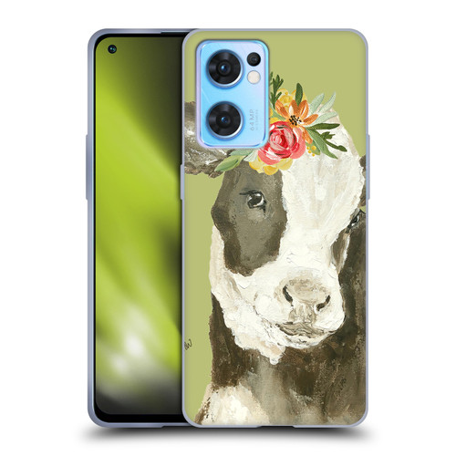 Haley Bush Floral Painting Holstein Cow Soft Gel Case for OPPO Reno7 5G / Find X5 Lite