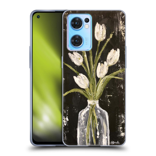 Haley Bush Floral Painting White Tulips In Glass Jar Soft Gel Case for OPPO Reno7 5G / Find X5 Lite