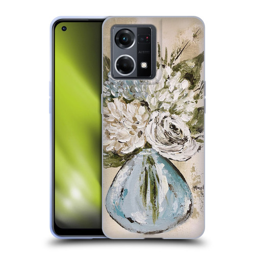Haley Bush Floral Painting Blue And White Vase Soft Gel Case for OPPO Reno8 4G