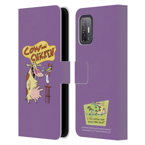 Cow and Chicken Graphics Character Art Leather Book Wallet Case Cover For HTC Desire 21 Pro 5G
