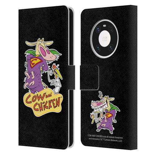 Cow and Chicken Graphics Super Cow Leather Book Wallet Case Cover For Huawei Mate 40 Pro 5G