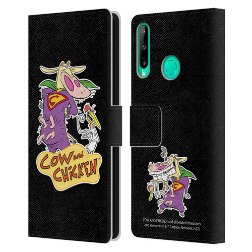Cow and Chicken Graphics Super Cow Leather Book Wallet Case Cover For Huawei P40 lite E