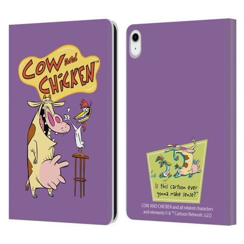 Cow and Chicken Graphics Character Art Leather Book Wallet Case Cover For Apple iPad 10.9 (2022)