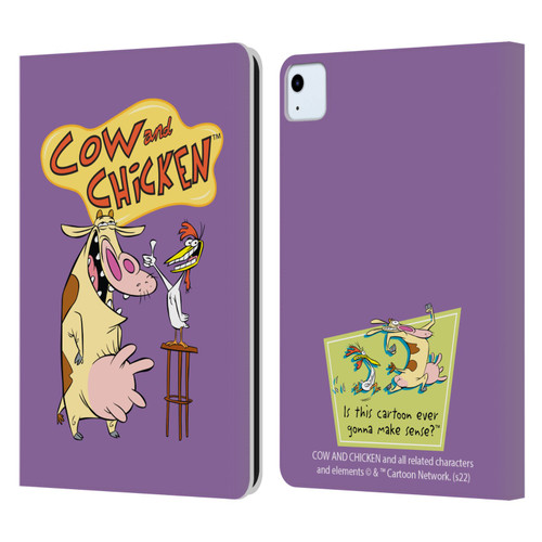 Cow and Chicken Graphics Character Art Leather Book Wallet Case Cover For Apple iPad Air 11 2020/2022/2024