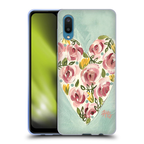 Haley Bush Floral Painting Valentine Heart Soft Gel Case for Samsung Galaxy A02/M02 (2021)