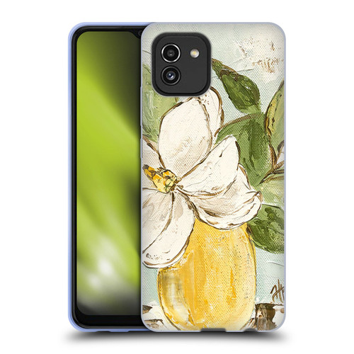 Haley Bush Floral Painting Magnolia Yellow Vase Soft Gel Case for Samsung Galaxy A03 (2021)