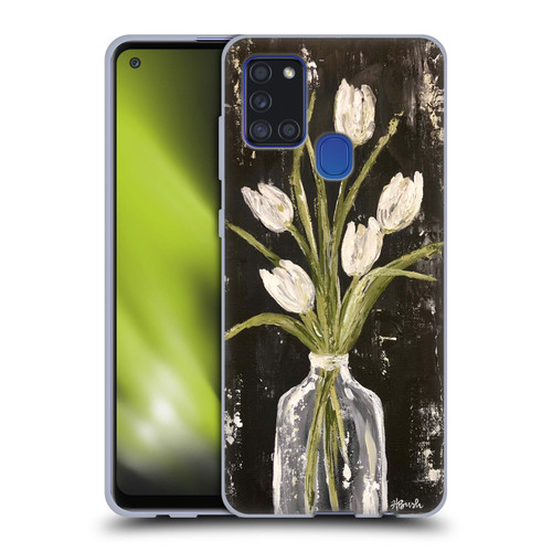 Haley Bush Floral Painting White Tulips In Glass Jar Soft Gel Case for Samsung Galaxy A21s (2020)