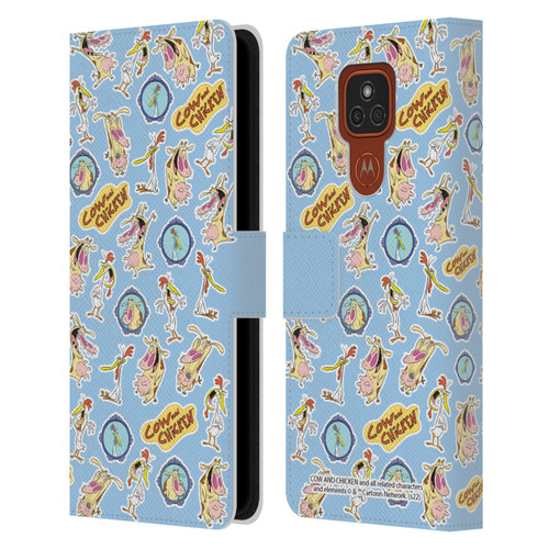 Cow and Chicken Graphics Pattern Leather Book Wallet Case Cover For Motorola Moto E7 Plus