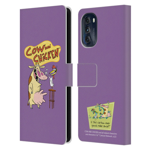 Cow and Chicken Graphics Character Art Leather Book Wallet Case Cover For Motorola Moto G (2022)
