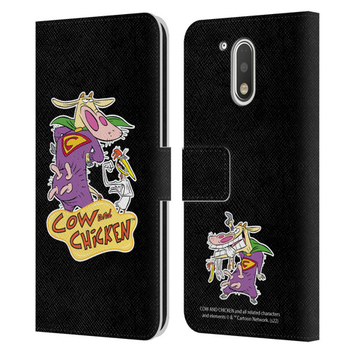 Cow and Chicken Graphics Super Cow Leather Book Wallet Case Cover For Motorola Moto G41