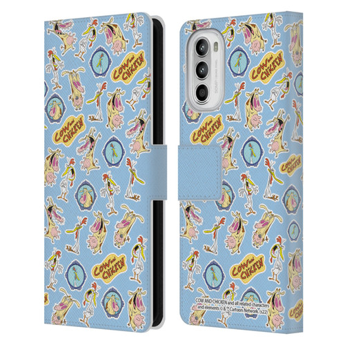 Cow and Chicken Graphics Pattern Leather Book Wallet Case Cover For Motorola Moto G52