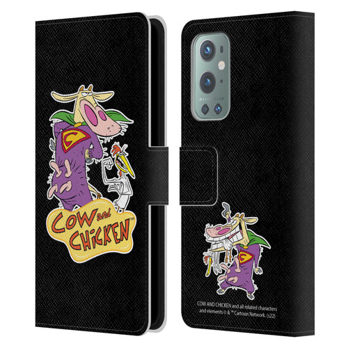 Cow and Chicken Graphics Super Cow Leather Book Wallet Case Cover For OnePlus 9